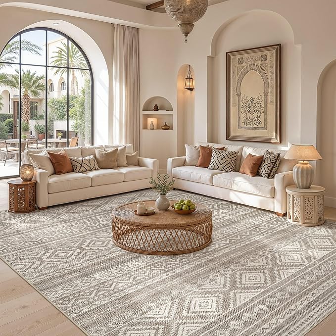 cotiled 10x13 Area Rugs Washable Boho Living Room Rug Coffee Brown | Solve - Image 4