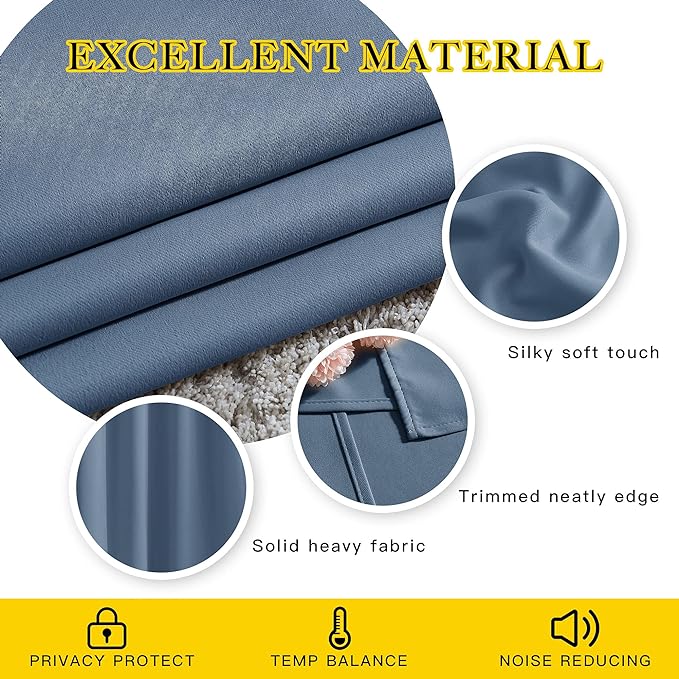 NICETOWN Bedroom Blackout Curtains and Drapes 48" Long 2 Panels Set - Image 4