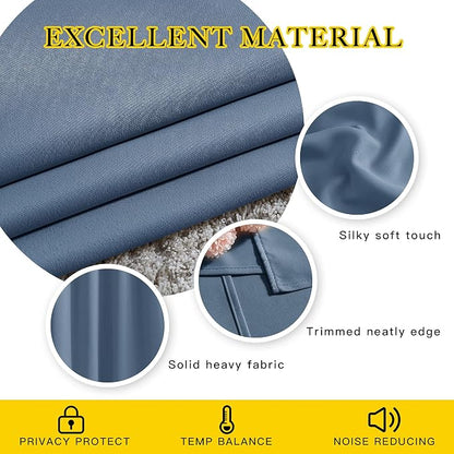 NICETOWN Stone Blue Blackout Curtains 102 inch Length, Grommet Energy Saving - Image 4