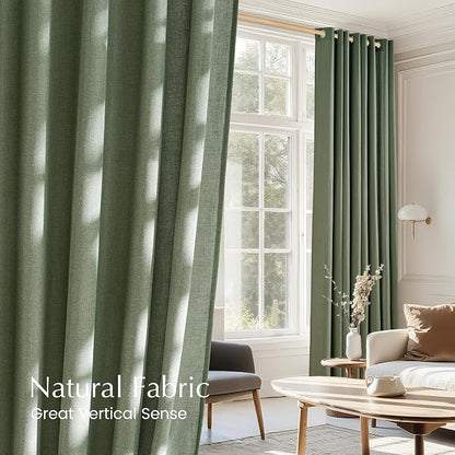 NICETOWN Linen Forest Green Curtains 96 inches Long, Grommet Privacy Assured - Image 5