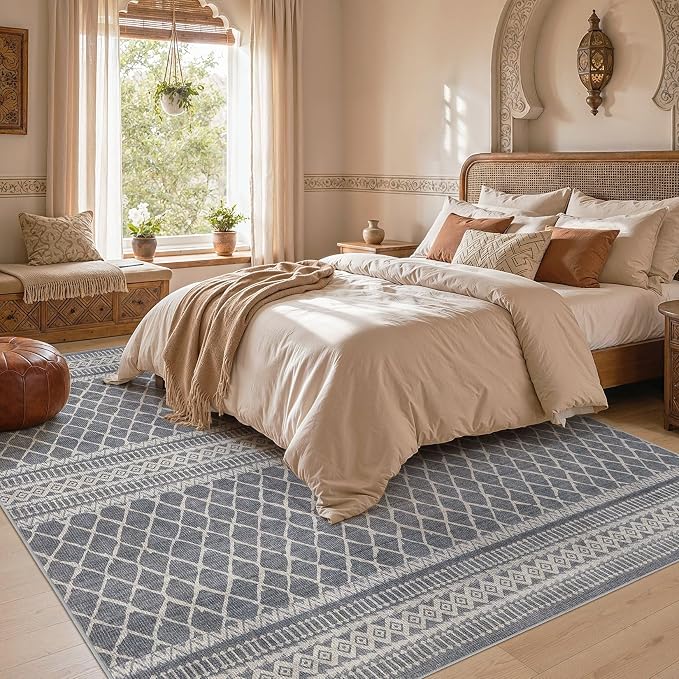 cotiled 6x9 Area Rugs for Living Room: Boho Washable Rug for Dining Room | - Image 7
