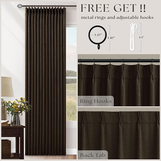 Brown Chocolate Double Layer Linen Blackout Bedroom 105 Inch Curtains | Memory - Image 6