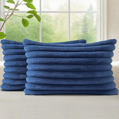 decorUhome Fall Faux Fur Throw Pillow Covers 12x20 Set of 2 Navy Blue | by decorUhome