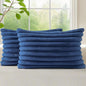 decorUhome Fall Faux Fur Throw Pillow Covers 12x20 Set of 2 Navy Blue | by decorUhome