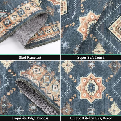 HEBE Boho Kitchen Rugs Set of 3, Non Slip Washable Kitchen Mats - Image 3