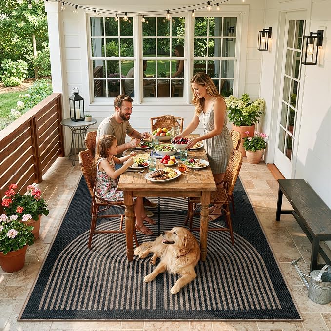 Lahome Modern Rainbow Easy Jute Carpet, Washable 5x7 Area Rugs - Image 2