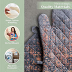 Maison d' Hermine 100% Cotton Oven Mitt & Pot Holder Set (7.5"x13" & 8"x8") Heat Resistant BBQ Cooking Gloves with Loop, Baking, Grilling, Kitchen, Handling Hot Pans (Imperfection)