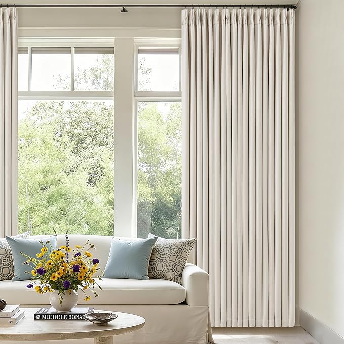 Ivory Cream Linen Blackout Curtains 112 Inches Long by Twodrapes