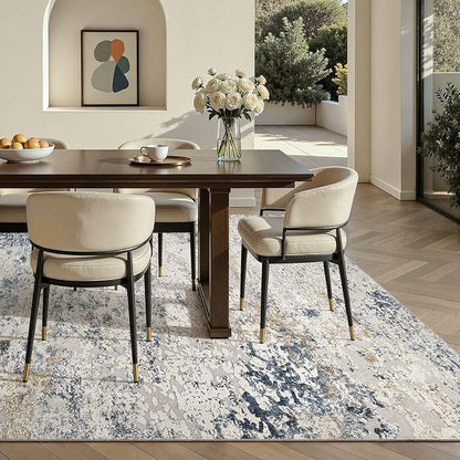 DMOYEST Area Rug Living Room Rugs 5x7 Washable Abstract Beige Blue Carpet | - Image 6