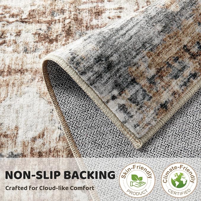 DMOYEST Washable Runner Rug for Hallway: 2x6 Neutral Modern Abstract Low Pile - Image 6