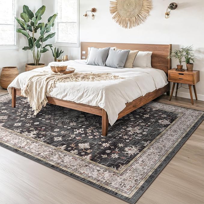 Black Boho Rug for Living Room 8x12 - Image 6