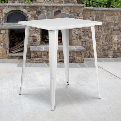 Flash Furniture Nolan Commercial Grade 31.5" Square White Metal Indoor-Outdoor - Image 2