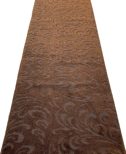 Custom Length Hallway Runner Rug, Slip Resistant, Floral Brown, 26 Inch X 35 - Image 6