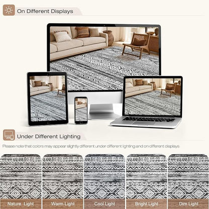 cotiled Boho 7x9 Area Rug for Living Room: Large Moroccan Washable Rug | Solve - Image 7