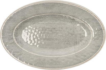 Carlisle FoodService Products Grove Resuable Plastic Oval Plate with Wide Rim for Home and Restaurant, Melamine, 12 x 8 Inches, Smoke