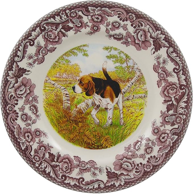 Spode Woodland Dinner Plate, Beagle | Hunting Cabin, Lodge, and Cottage Décor | Made in England from Fine Earthenware | Microwave and Dishwasher Safe (10.5 In)