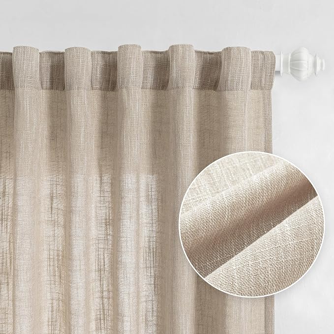 MYSKY HOME Boho Curtains Farmhouse Living Room Curtain Drapes, Light Filtering by MYSKYHOME