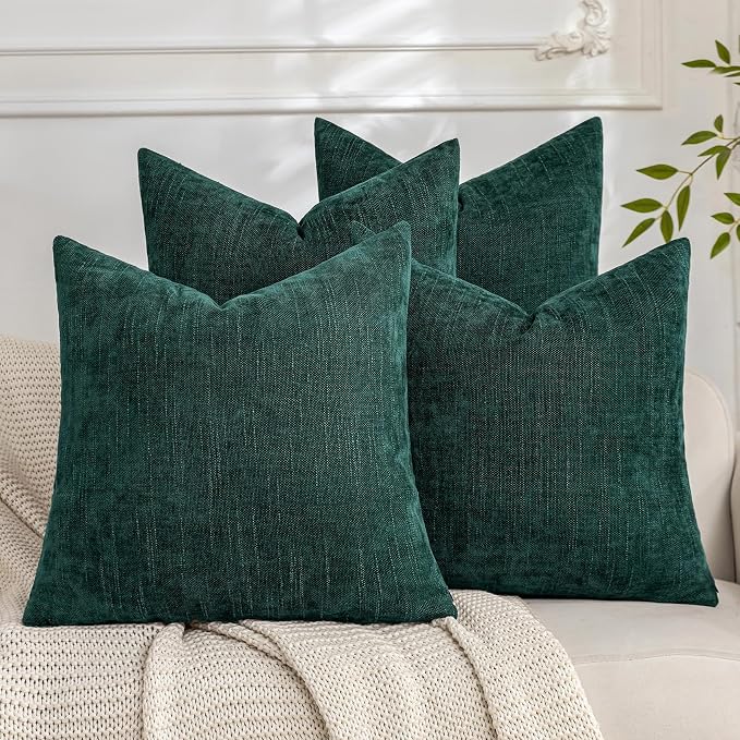 Set of 4 Soft Textured Decorative Throw Pillow Covers 18x18 Inch Cozy Farmhouse by Cozoomy