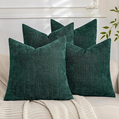 Set of 4 Soft Textured Decorative Throw Pillow Covers 18x18 Inch Cozy Farmhouse by Cozoomy