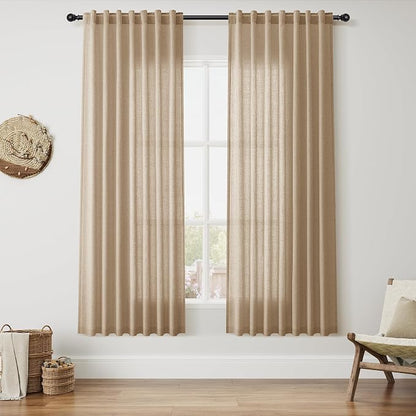 Sand Beige Curtains 72 Inch Length by Nanspring