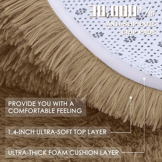 OLANLY Taupe Round Rugs for Bedroom - Image 5