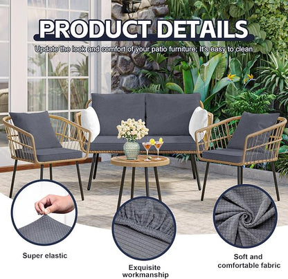 8Pcs Patio Cushion Covers, Outdoor Stretch Cushion Covers, Washable | Stretch - Image 3