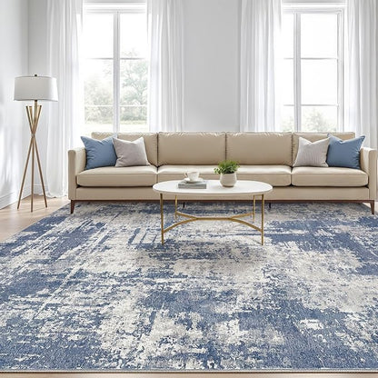 LOONGRUG 6x8 Area Rug Washable Neutral Modern Living Room Rugs Navy Grey | - Image 5