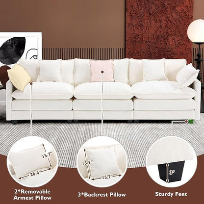Ihanherry 111.4 Inch 3-Seater Cloud Sofa, Modular Sectional Couch, Modern Deep - Image 6