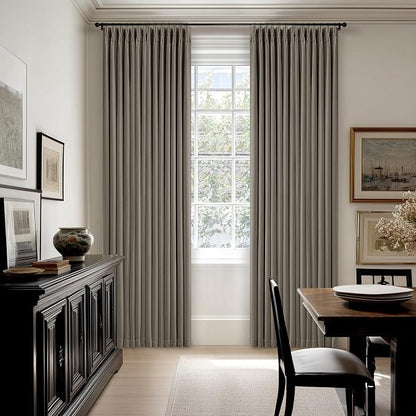 Desert Taupe Linen Blackout Pleated Curtains 86 Inches Long - Image 9