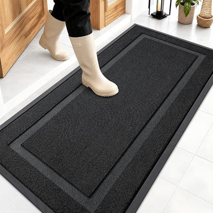 OLANLY Front Door Mat Outside 47x23, All-Season Heavy-Duty Rubber Doormat | Jet by OLANLY