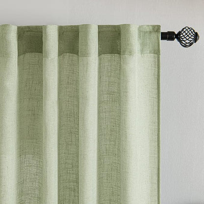 MIULEE Sage Green Kitchen Curtain 30 Inches Length 2 Panels Farmhouse | - Image 4