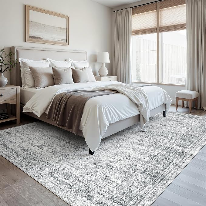 Soalmost 10x12 Area Rugs for Living Room Washable Rug Non-Slip Grey | Large - Image 5