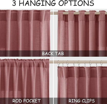 Canyon Rose Linen Curtains 108 Inches Long - Image 2