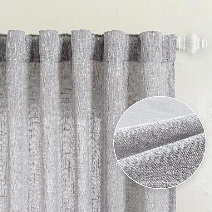 MYSKY HOME Short Curtains for Small Window, Boho Sheer Curtains 2 Panels Set - Image 9