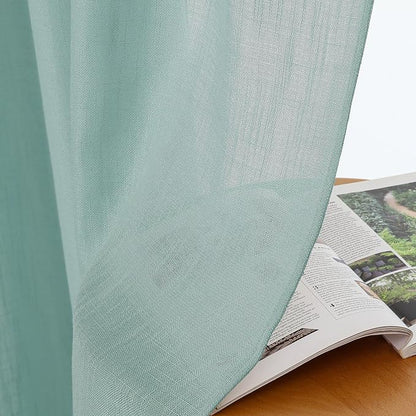 Chyhomenyc Extra Long Aqua Green Semi Sheer Curtains 120 Inches Long 2 Panels - Image 6