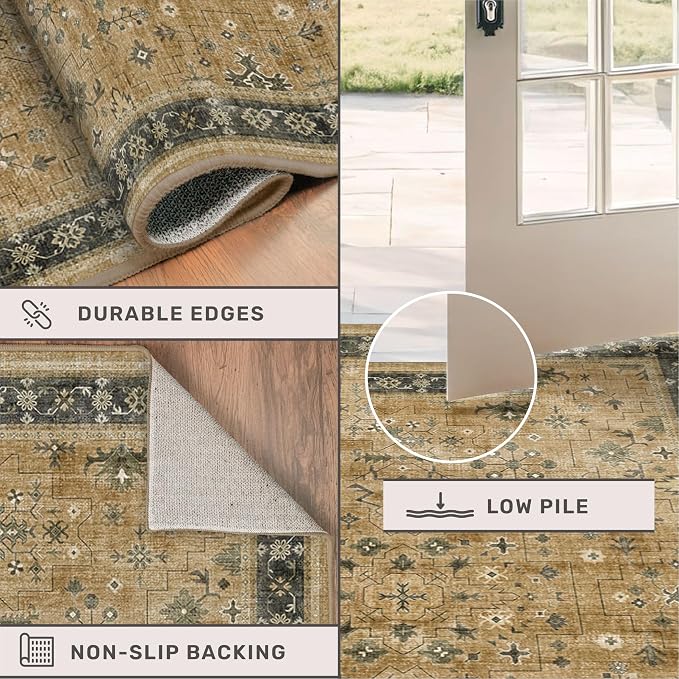 Vintage Taupe and Sage 10x14 Living Room Rug, Oriental Large Area Rug - Image 5