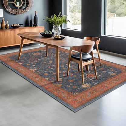 Navy Blue Area Rug 5x7 Living Room Rug - Image 3