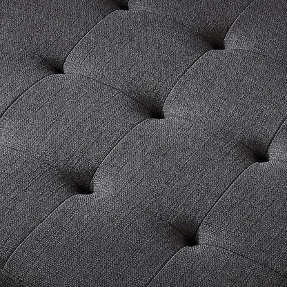24KF Large Square Upholstered Tufted Linen Ottoman Coffee Table, Large Footrest - Image 5