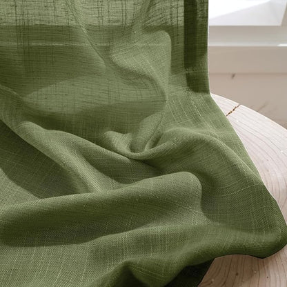 BGment Olive Green Linen Curtains 40 Inches Long - Image 7