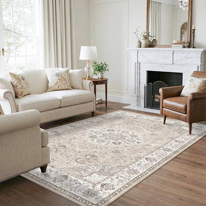 Washable 5x8 Living Room Area Rug: Vintage Water-Resistant Soft Rug - Image 4