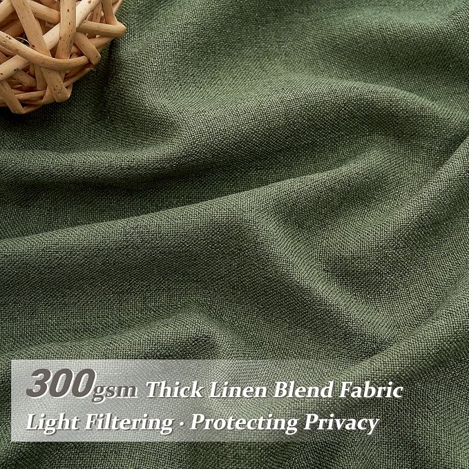 PleatedDrapes Dark Olive Green Pleat Memory Shape Linen Curtains 84 Inch Length - Image 2