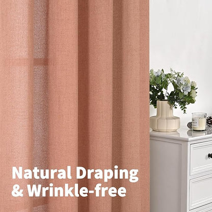 YoungsTex Terracotta Linen Curtains 90 Inch Length - Image 5