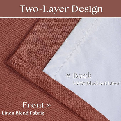 Terracotta Pleat Linen Blackout 102 Inch Curtains - Image 4