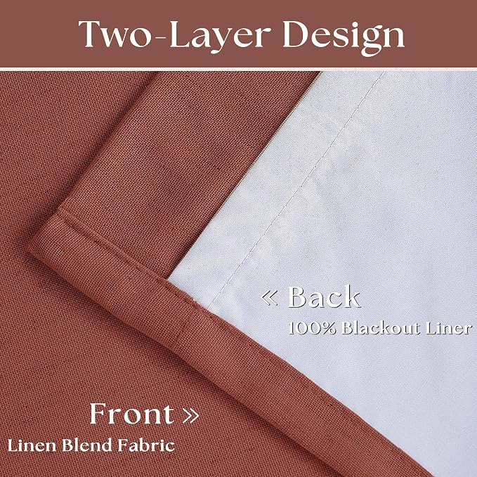 Firebrick 63 Inch Blackout Pleated Linen Curtains - Image 4