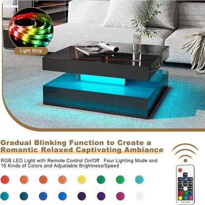 HedoAjim Black LED Coffee Table - Image 4