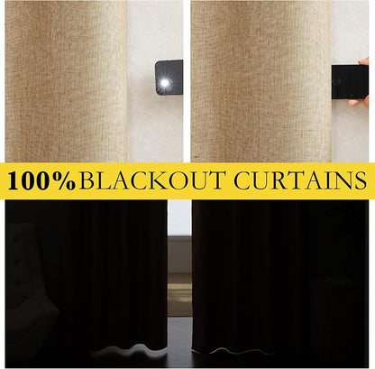 NICETOWN 100% Absolutely Blackout Linen Curtains - Image 2