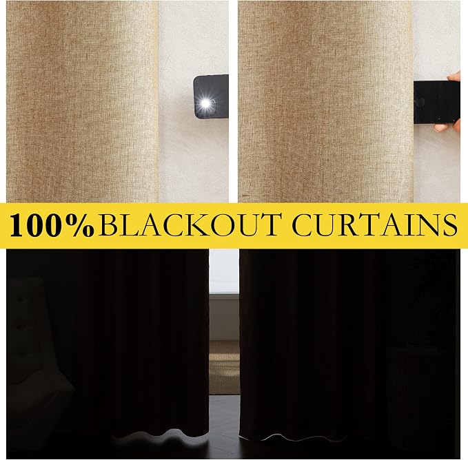 NICETOWN 100% Blackout Linen Curtains - Image 3