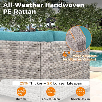 12-Seat Modular Patio Furniture Set – Outdoor Wicker Sectional Sofa - Image 4