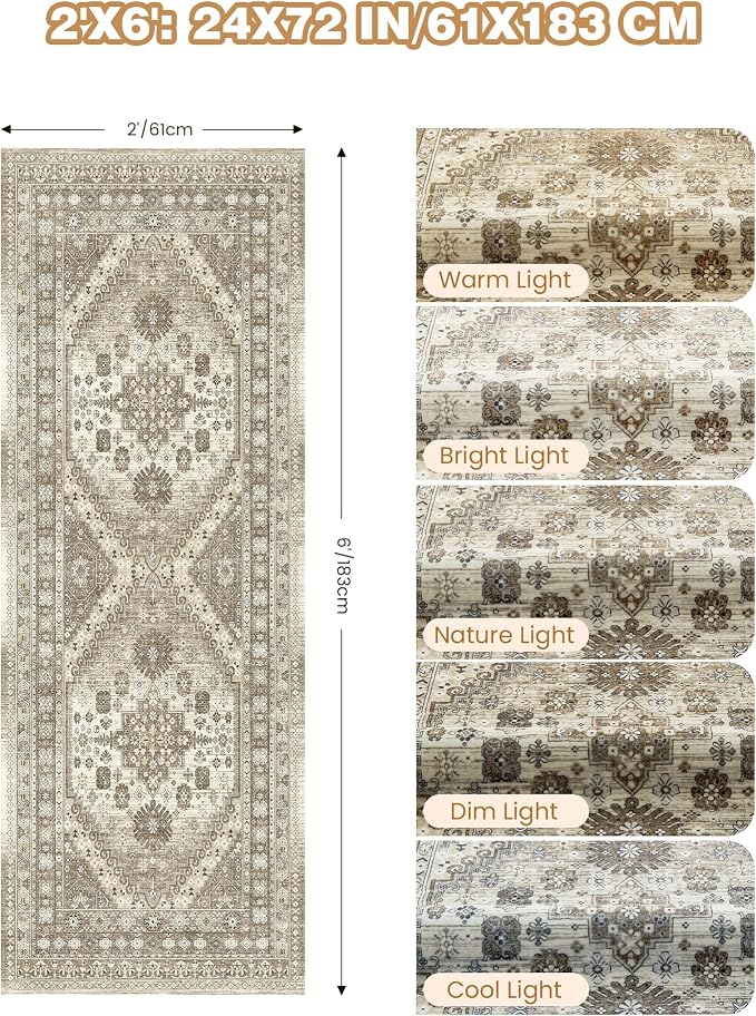 Runner Rug 2x6, Non Slip Washable Rugs - Image 2