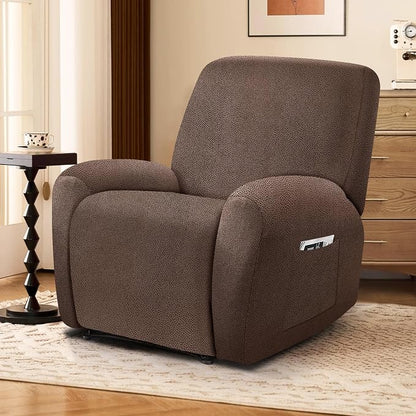 ANARACHON Leather Look Recliner Chair Covers, 4-Pieces Stretch Recliner Cover - Image 2